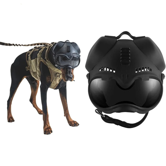 Tactical Dog Helmet with Removable Ear Guards — Adjustable Head Protection for Working Dogs & Large Breeds