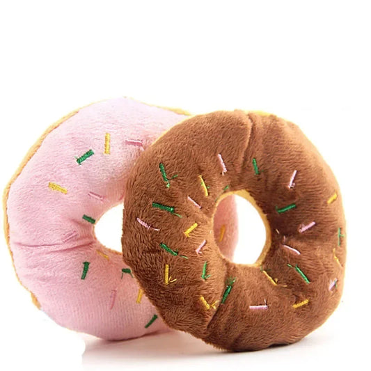 Soft Donut Squeaky Plush Dog Toy