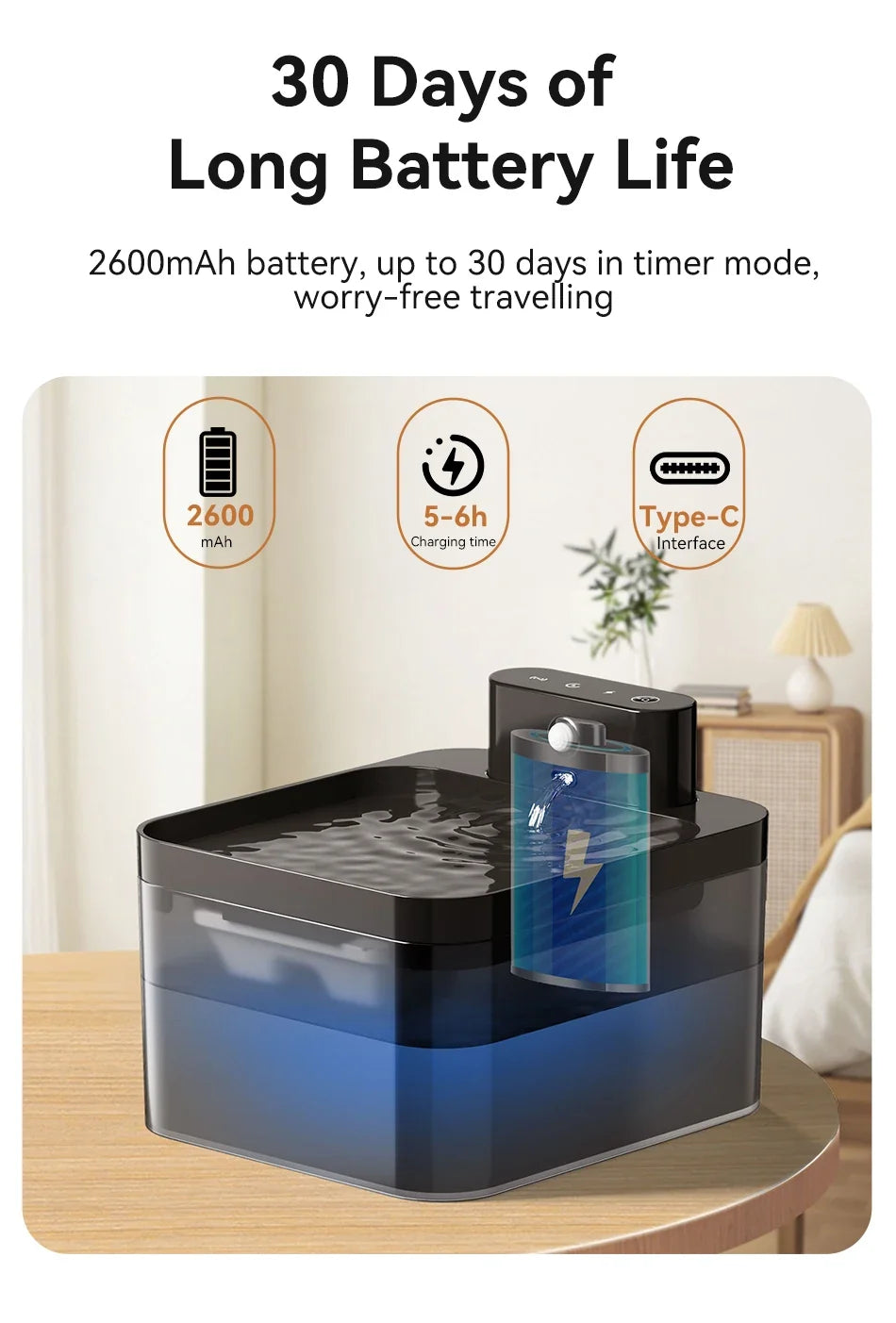 Smart Pet Water Fountain 2.2L - Wireless Automatic Dispenser with Infrared Sensor