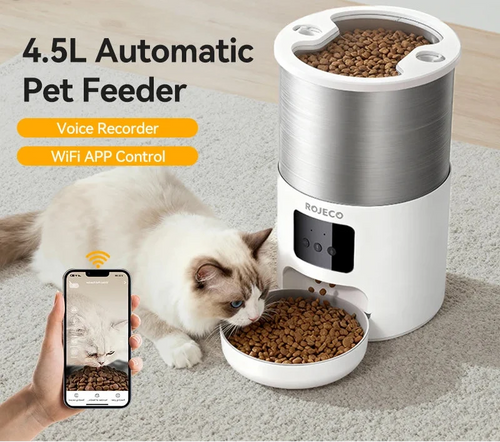 4.5L Smart Pet Feeder with Voice Recording & WiFi App Control