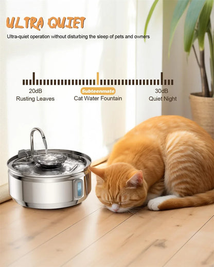 Smart Pet Water Fountain with Visual Window - 3.2L Stainless Steel Automatic Dispenser
