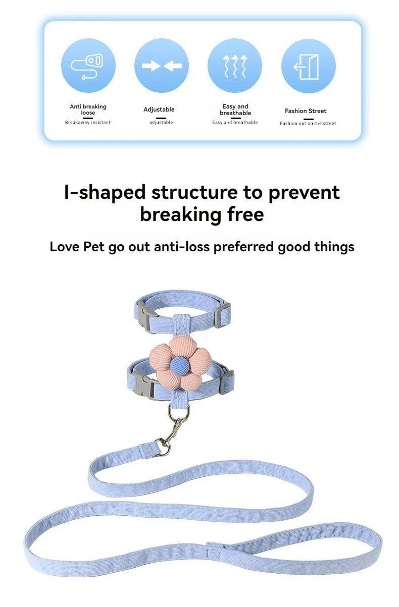 Breathable Adjustable Harness & Leash Set for Cats and Small Dogs