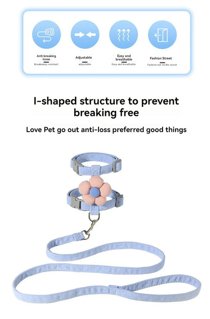 Breathable Adjustable Harness & Leash Set for Cats and Small Dogs