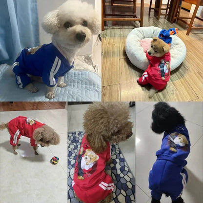 Dog Fleece Hoodie Jumpsuit | Warm Autumn Winter Sweatshirt for Puppies, Cats & Small Dogs