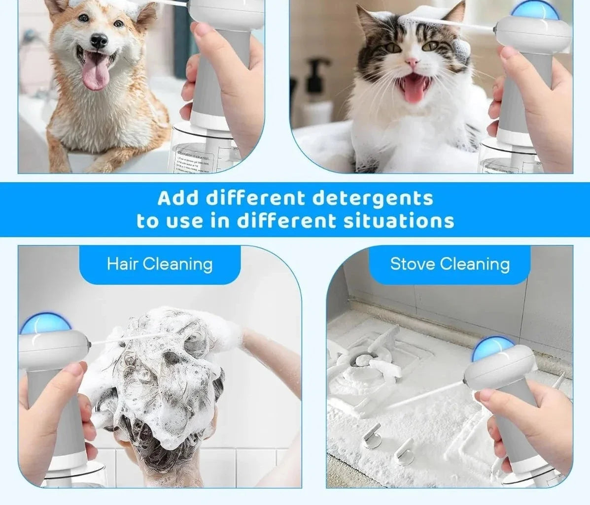 Electric Foaming Pet Shampoo Dispenser for Dogs & Cats