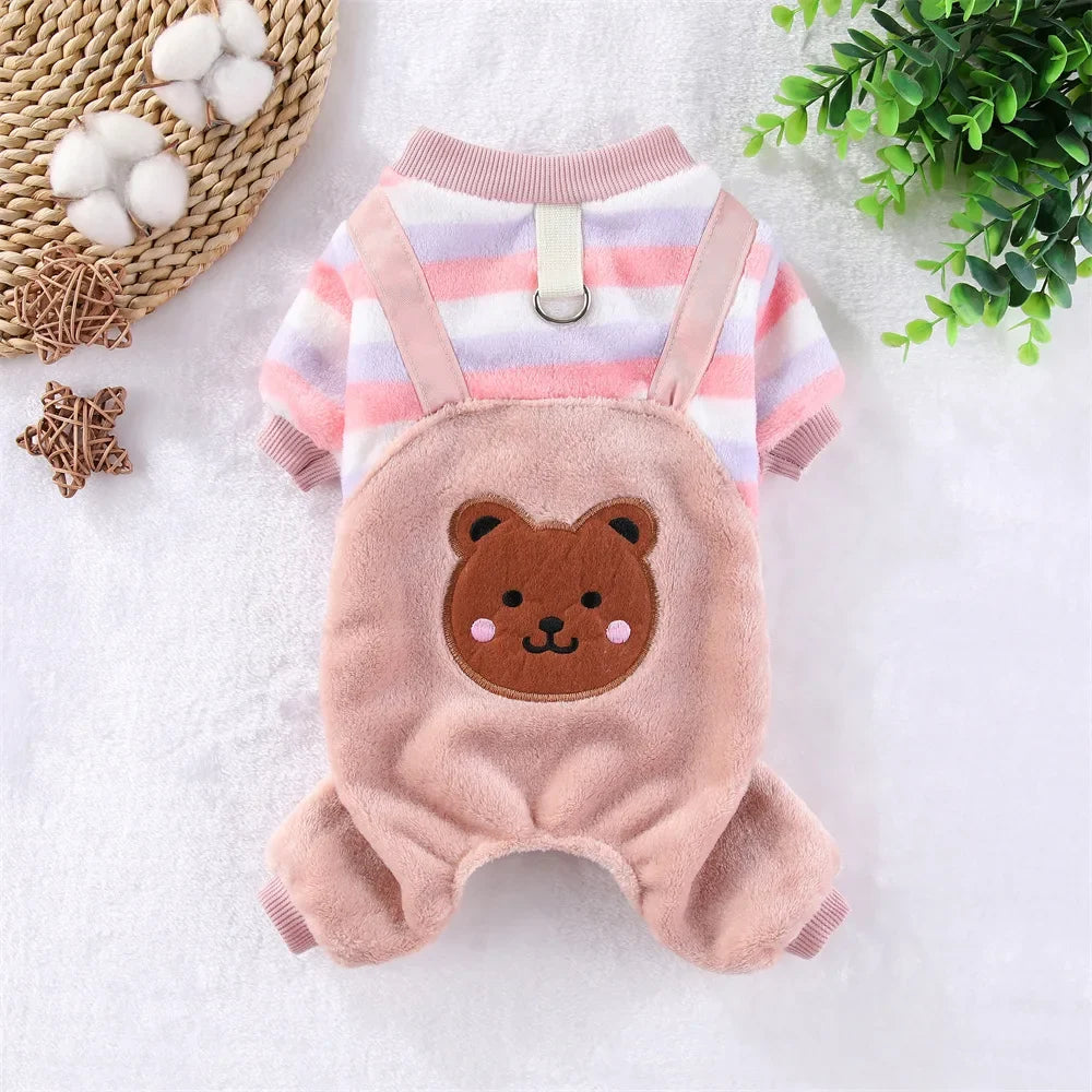 Soft Fleece Jumpsuit with Leash Ring for Small, Medium & Large Dogs & Cats