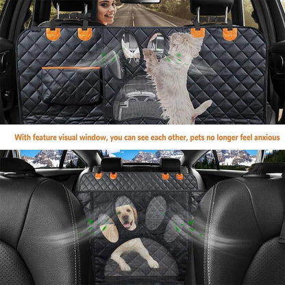 Dog Car Hammock Seat Cover | 100% Waterproof with Mesh Window, Side Zipper & Door Protector