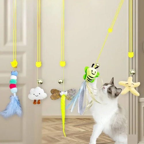 Cat Elastic Rope Toy with Bell and Door Hanger