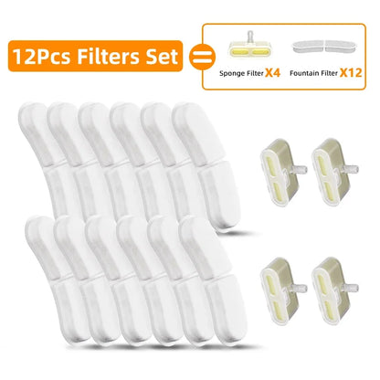 Cat Water Dispenser Replacement Filters - Carbon Sponge Filters for Wireless Pet Fountains