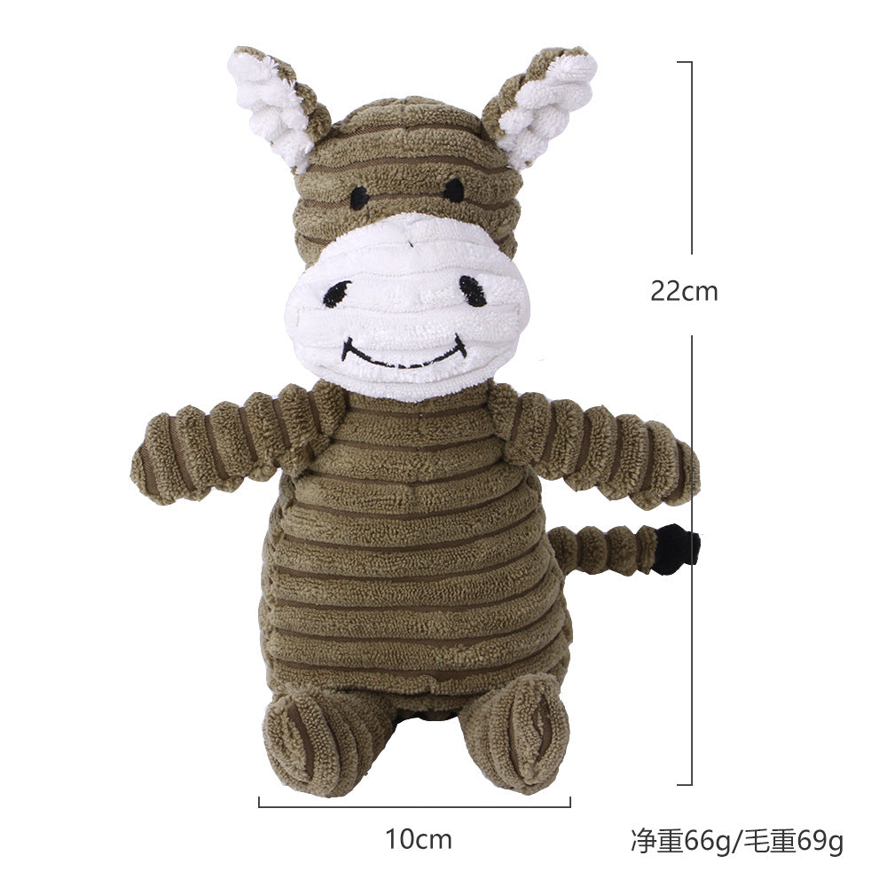 Corduroy Animal Squeaky Dog Toy - Bite Resistant