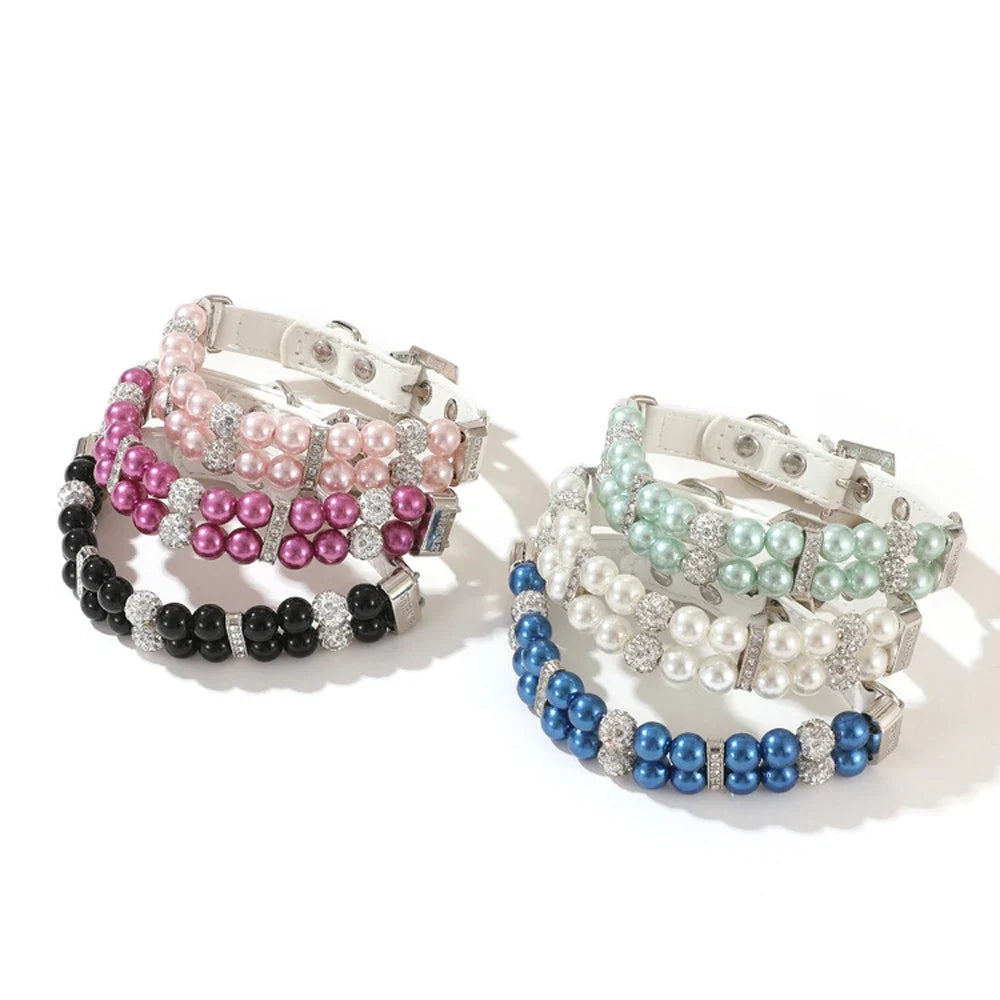 Pearl & Rhinestone Pet Collar for Cats & Dogs