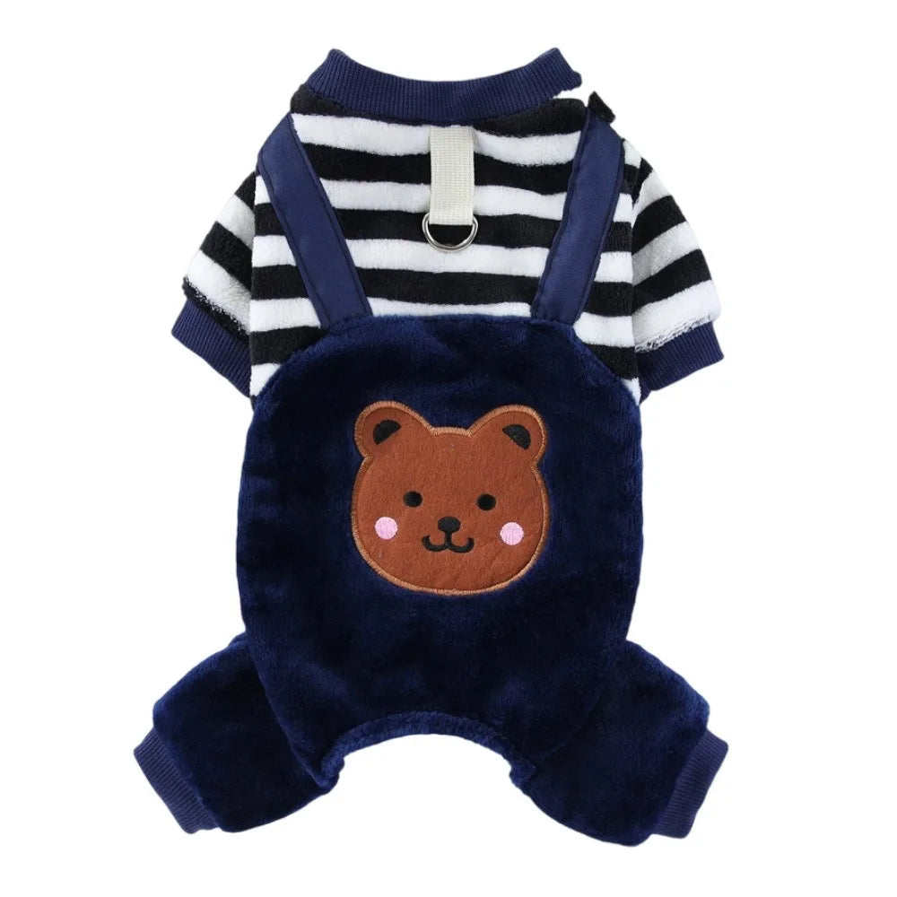 Soft Fleece Jumpsuit with Leash Ring for Small, Medium & Large Dogs & Cats