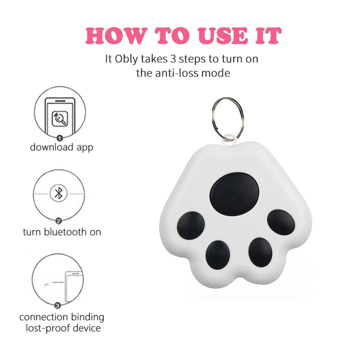 Bluetooth 5.0 Mini Anti-Lost Tracker Tag for Pets, Kids, Keys & Bags