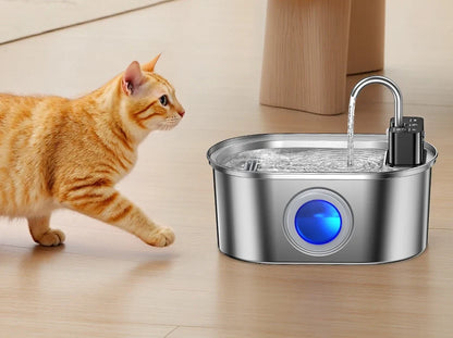 Stainless Steel Smart Pet Water Fountain with 4000mAh Battery & Sensor