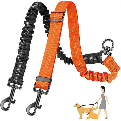 16ft Dual Dog Leash with Shock Absorbing Bungee