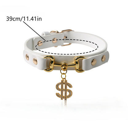Heart Print Leather Collar for Small Dogs & Cats