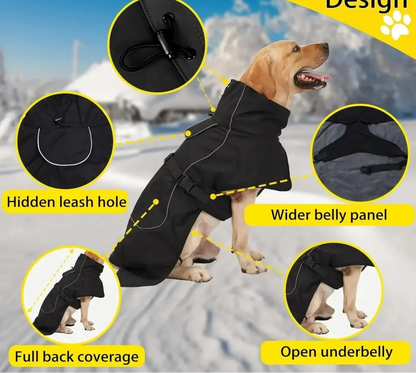 Waterproof Dog Jacket - Fleece Lined Reflective Coat for Cold Weather