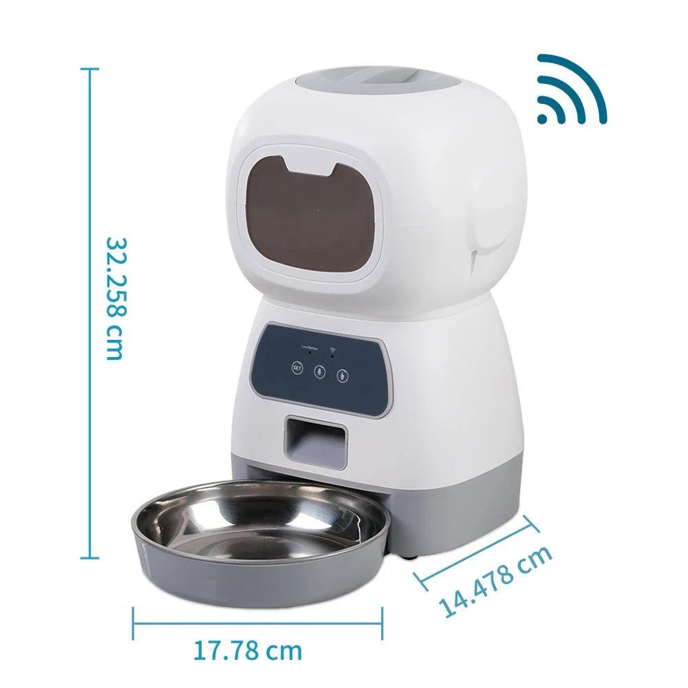 3.5L Smart Automatic Pet Feeder with Voice Recorder — Wi-Fi App or Key Control for Cats & Dogs