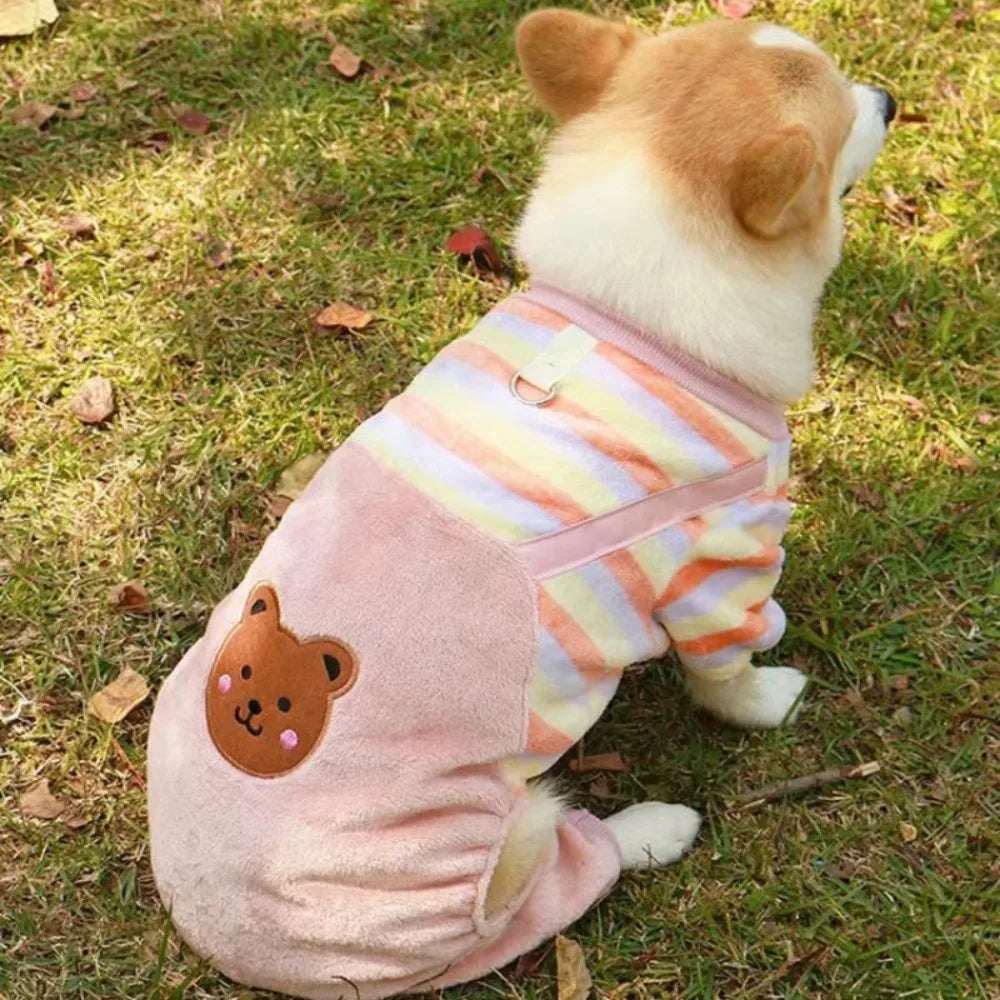 Soft Fleece Jumpsuit with Leash Ring for Small, Medium & Large Dogs & Cats