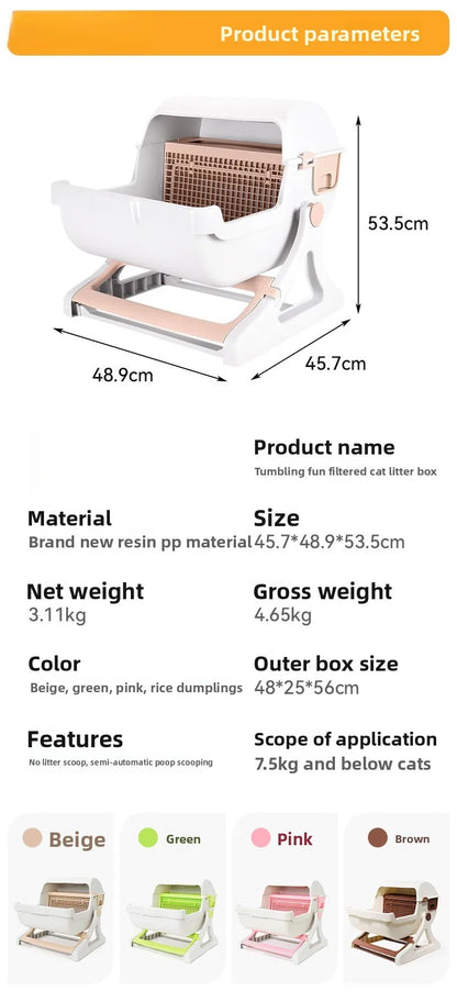 Semi-Automatic Self-Cleaning Cat Litter Box — XXL Semi-Enclosed Design, 4 Styles
