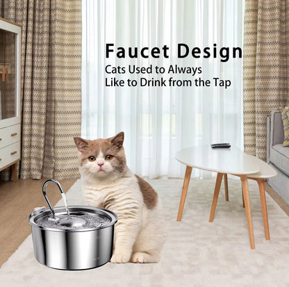 3.2L Stainless Steel Pet Water Fountain — Silent Filter Pump for Cats & Dogs