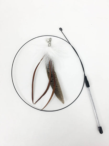 Interactive Feather Wand Cat Toy - Wire Teaser Stick for Kittens
