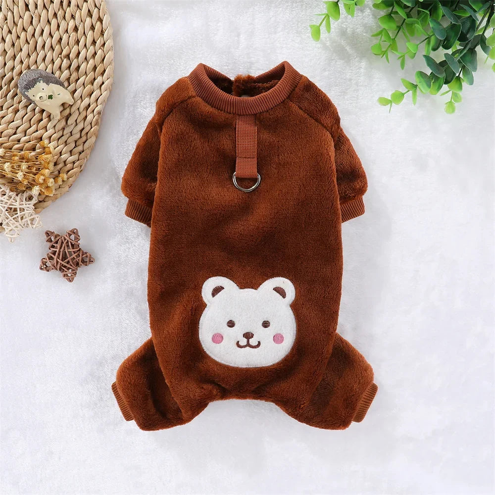 Soft Fleece Jumpsuit with Leash Ring for Small, Medium & Large Dogs & Cats