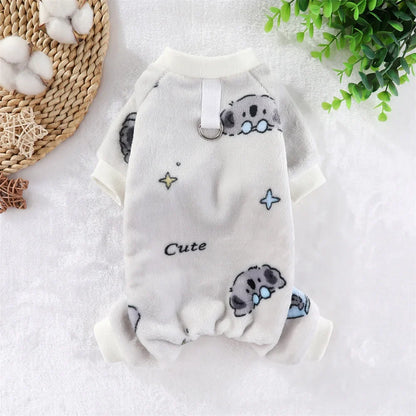 Fleece Dog & Cat Jumpsuit with Leash Ring | Soft Warm Autumn Winter Coat for Puppies to Large Dogs