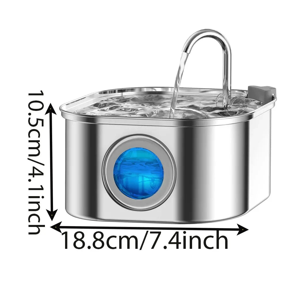 Stainless Steel Smart Pet Water Fountain with Sensor — 3.2L