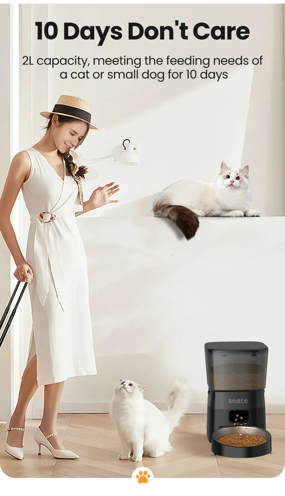 Smart Automatic Cat Feeder with Button Control and Kibble Dispenser