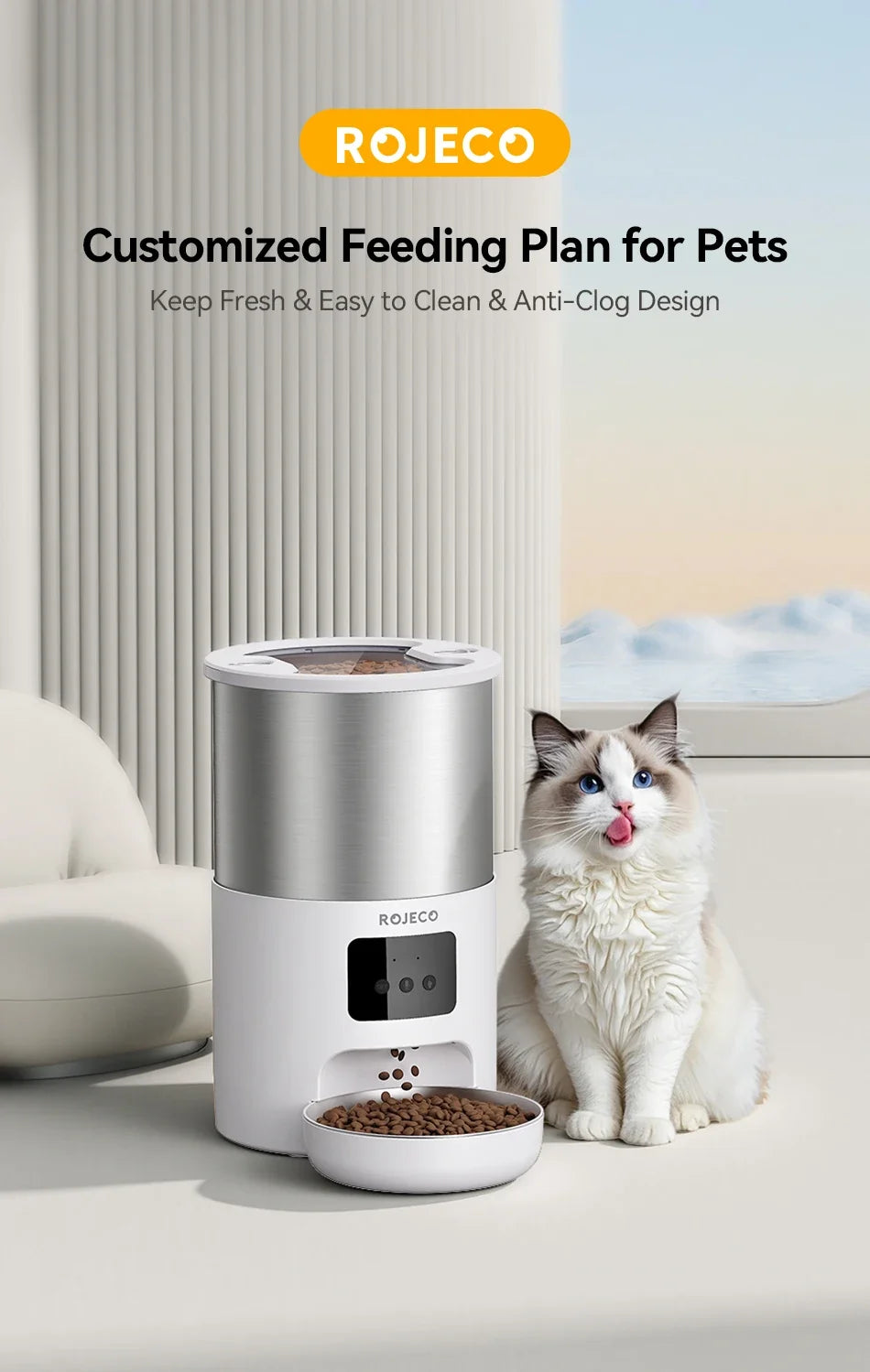 4.5L Smart Pet Feeder with Voice Recording & WiFi App Control