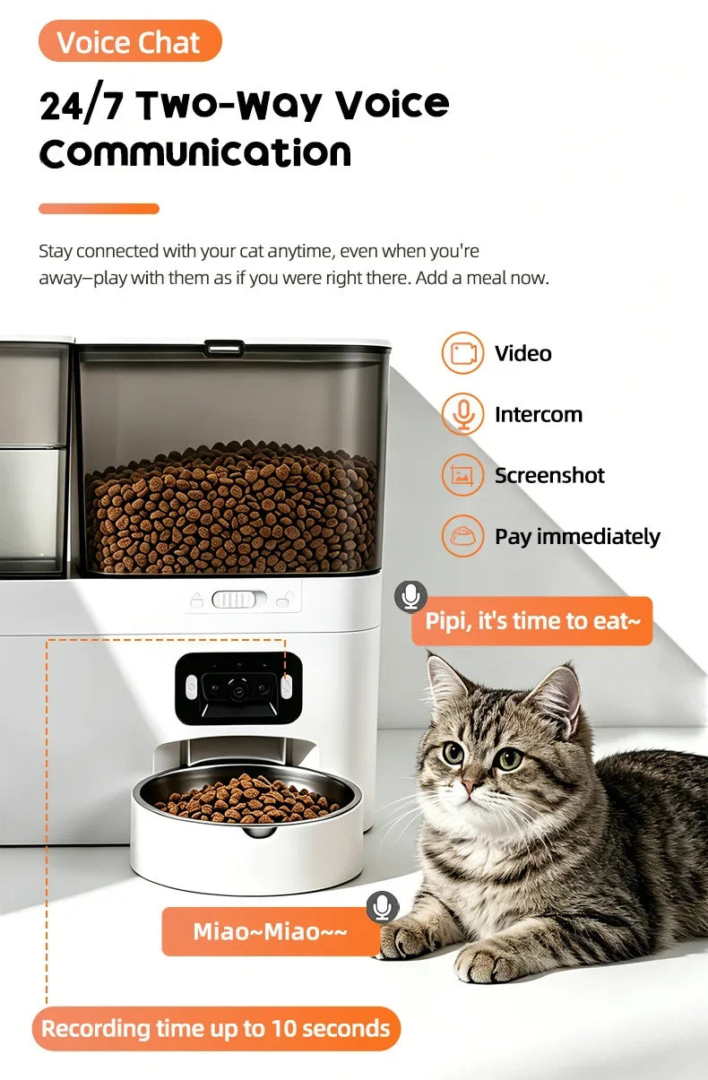 5L+3L Smart Automatic Pet Feeder with Camera & Water Dispenser
