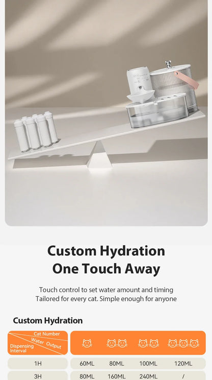 Wireless Smart Cat Water Fountain — 3L Tilting Dispenser with 2600mAh Battery & No-Filter Design