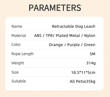 Automatic Retractable Dog Leash with LED Luminous Light for Safe Walking