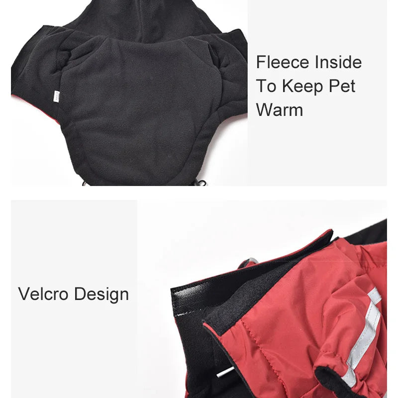 Waterproof Hooded Dog Jacket with Reflective Trim