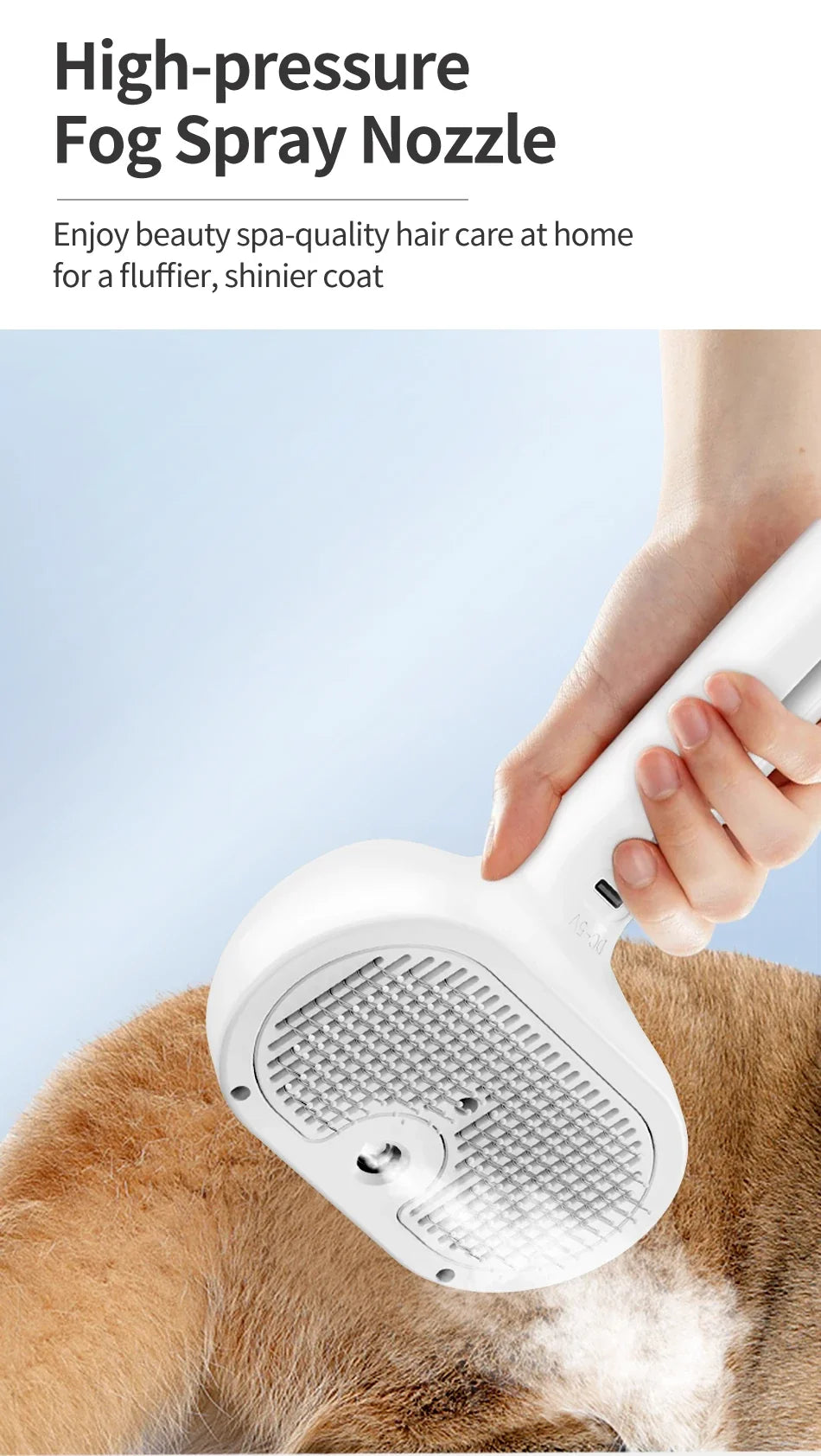 Steam Comb Pet Hair Brush — Electric Grooming Brush for Cats & Dogs