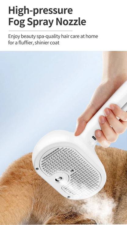 Steam Comb Pet Hair Brush — Electric Grooming Brush for Cats & Dogs