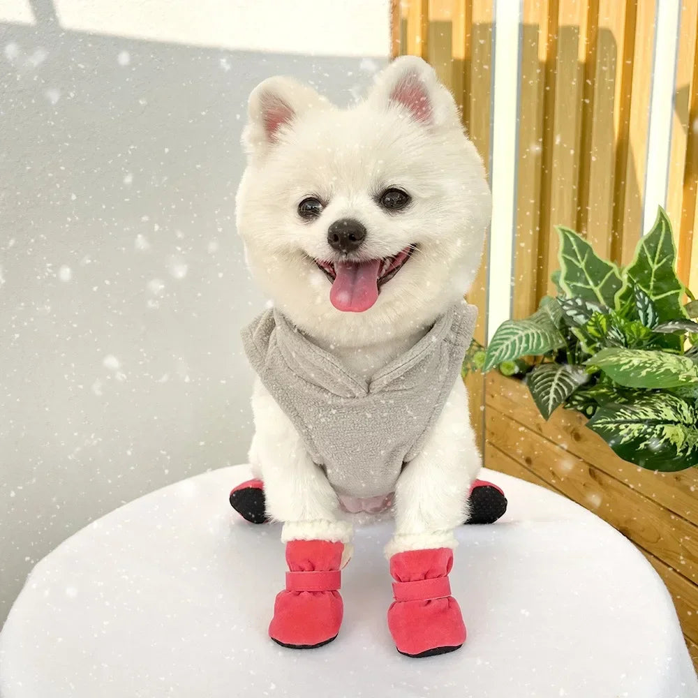 Winter Anti-Slip Dog Boots | Set of 4 for Small & Medium Dogs & Cats