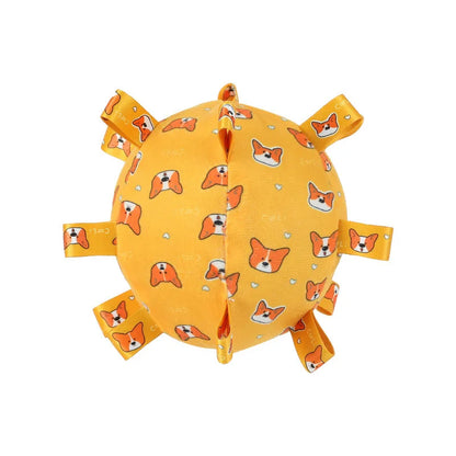 Interactive Ball Dog Toy with Plush Handle and Bells
