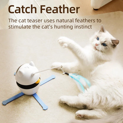 3-in-1 Smart Cat Toy with 360° Laser & 3 Replacement Feather Teasers