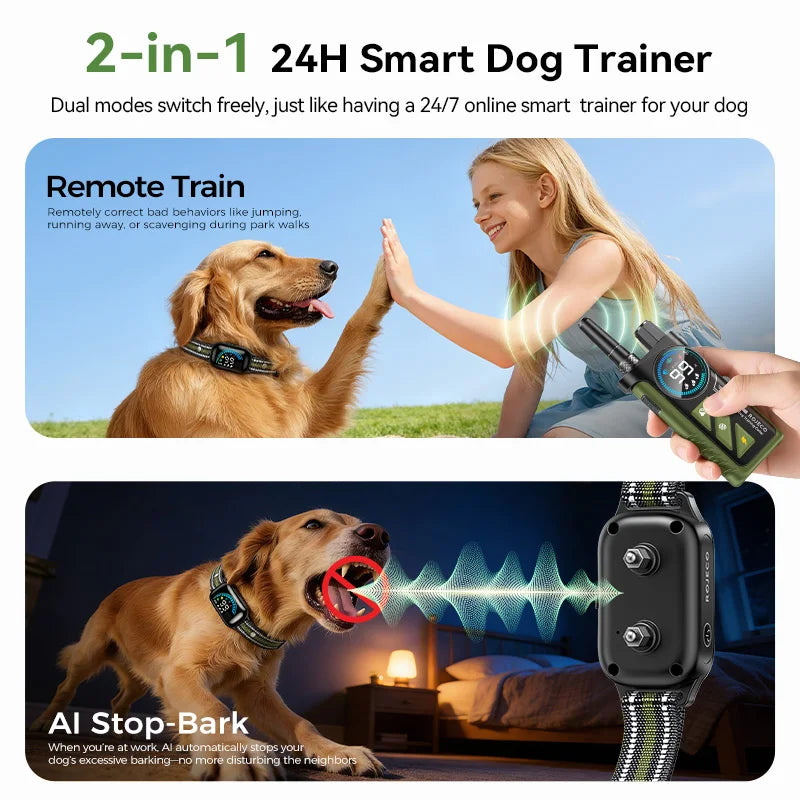 1000m Remote Dog Training Collar with Vibration & Bark Control