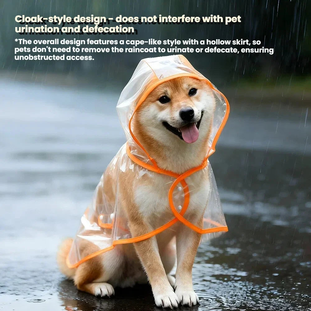 Transparent Waterproof Dog & Cat Raincoat Cape Poncho | Windproof Rain Coat for Small Dogs & Puppies
