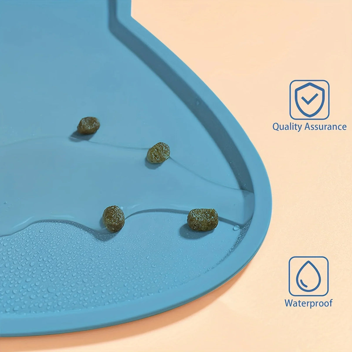 Silicone Pet Feeding Mat - Waterproof Food Bowl Placemat with Raised Edges