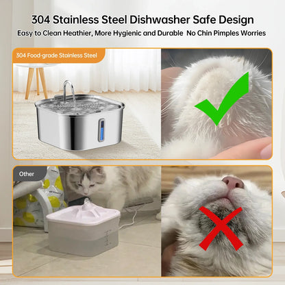 Premium Pet Water Fountain - 7L Stainless Steel with Advanced Filtration & Silent Operation