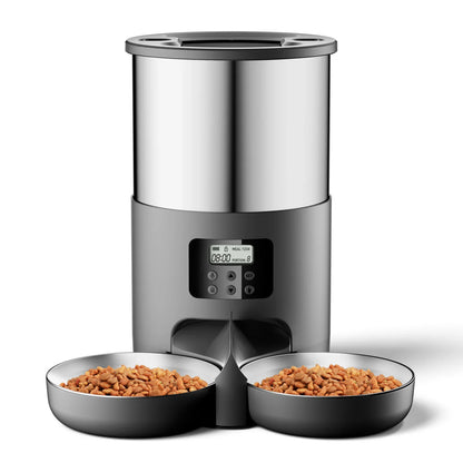 4L Automatic Pet Feeder – Stainless Steel Food Dispenser with WiFi App or Button Control
