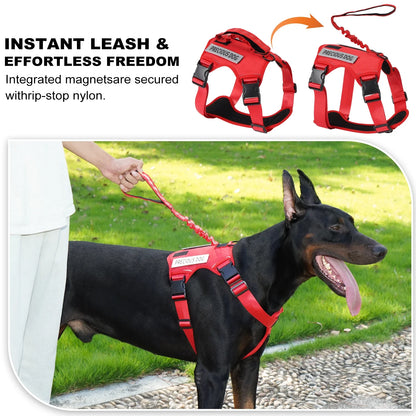 Reflective Emotional Support Dog Vest Harness with Handle & Lead — Easy On/Off for Large Dogs