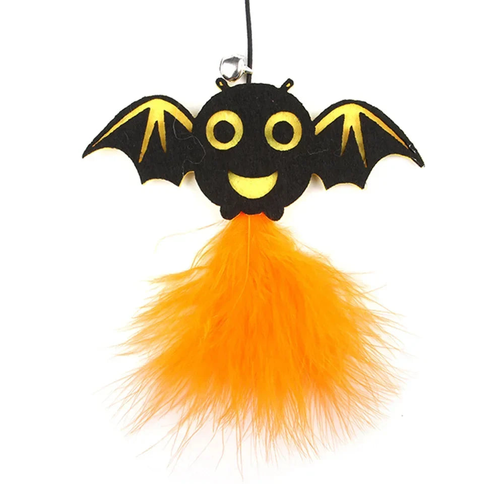 Halloween Cat Teaser Wand with Pumpkin and Spider