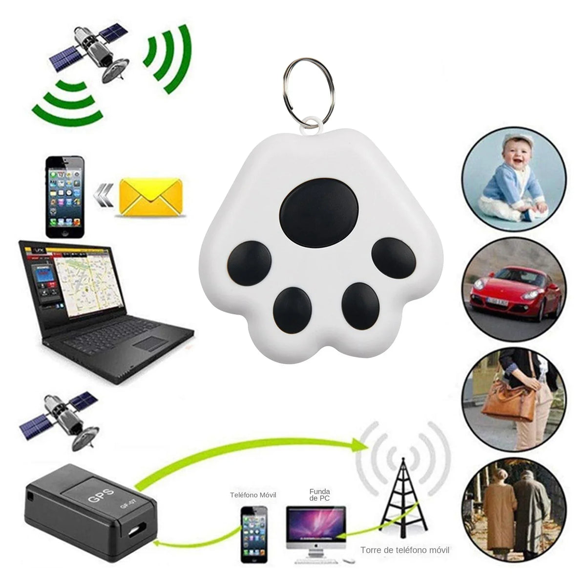 Bluetooth 5.0 Mini Anti-Lost Tracker Tag for Pets, Kids, Keys & Bags