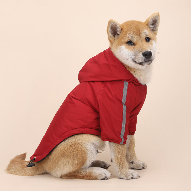 Waterproof Hooded Dog Jacket with Reflective Trim