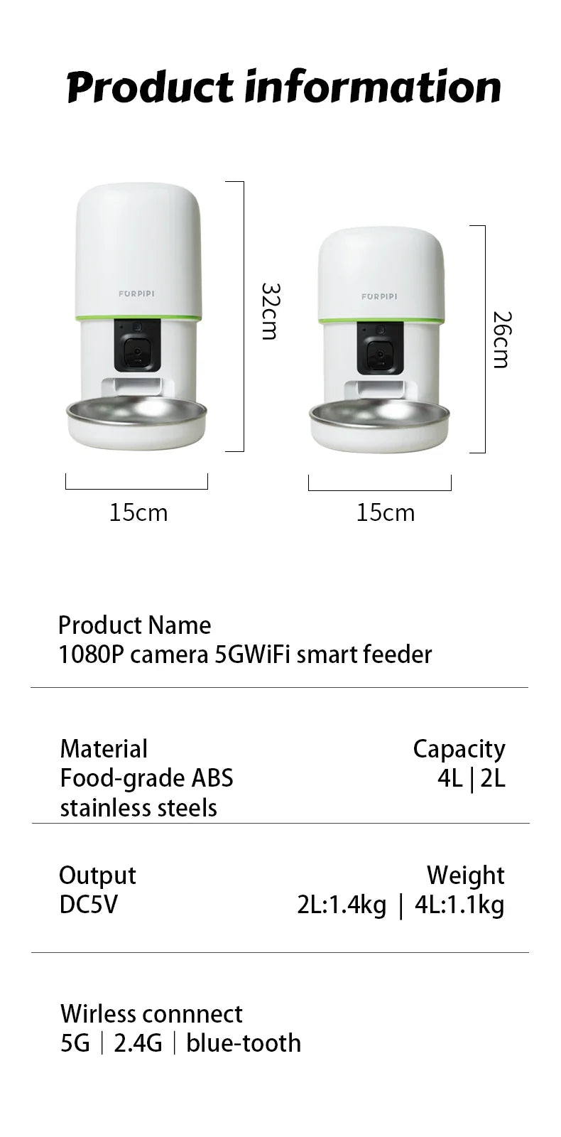 Smart Camera Pet Feeder with 1080P HD & 5G WiFi
